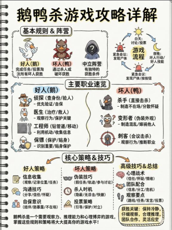 《鹅鸭杀》新人保姆级攻略！一图流攻略详解！